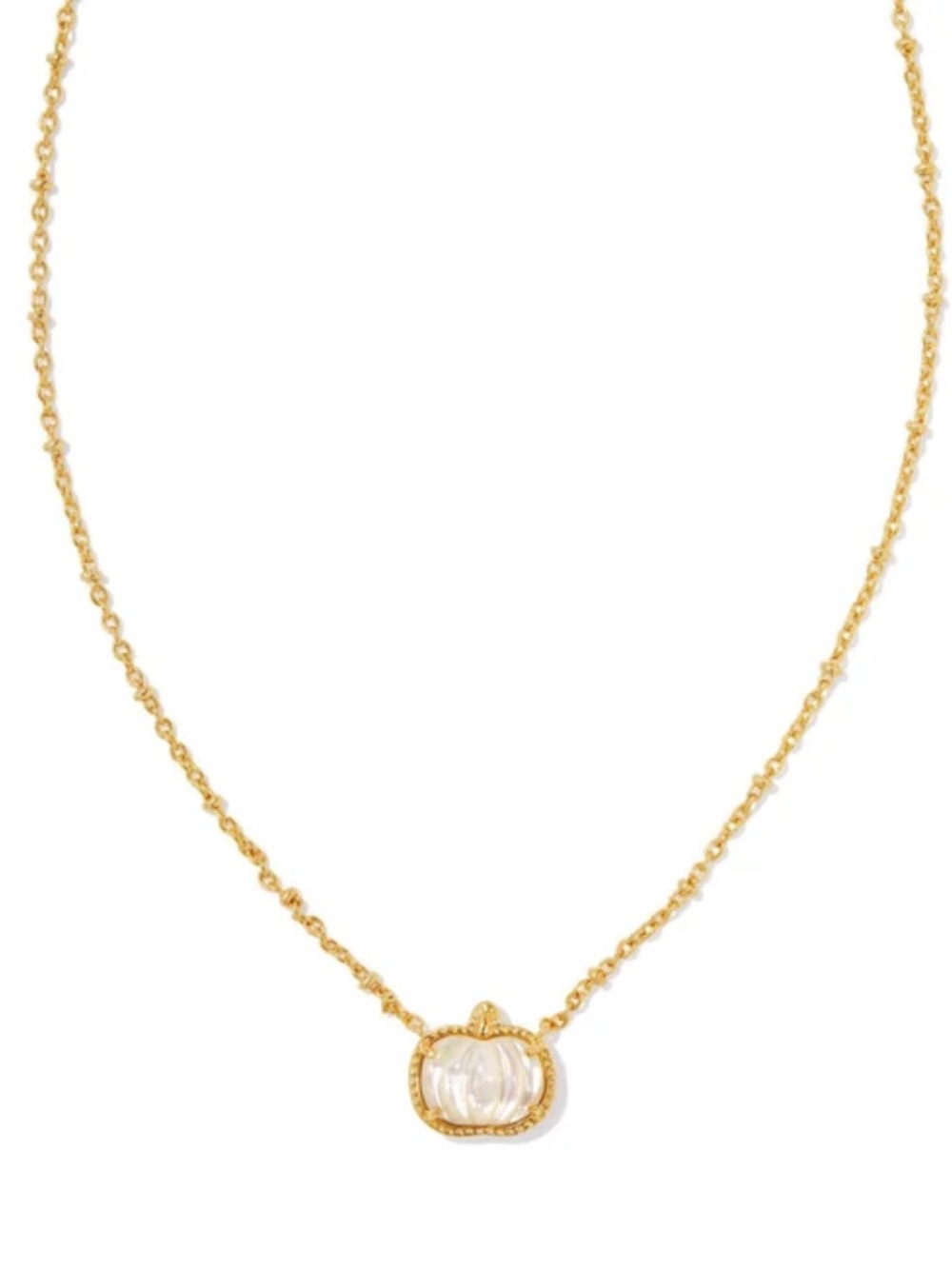 Kendra Scott Gold Mother Of Pearl Pumpkin Pendant Necklace New